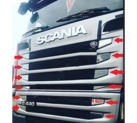 Para Scania G400-420-440 Acero inoxidable cromo delantero parrilla lado partes 12 piezas
