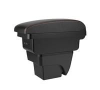 para Seat para Ibiza Reposabrazos De Coche Modificación Caja De Almacenamiento Multifuncional De Doble Capa con Accesorios De Carga USB Consola Central Reposabrazos(B1 Black Red 3 USB)