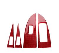 Para Seat Para León 2005 2006 2007 2008 2009 2010 2011 2012 Pegatina Para El Panel De Botones De Las Ventanillas Del Coche De 4 Puertas YIJIAVSX(For LHD Red Carbon)