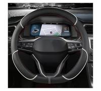 para Seat para Tarraco para Arona para Ateca para Ibiza para Toledo 38cm Protector Antideslizante para Volante De Coche Cuero Microfibra Funda para Volante(D Shape White)