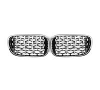 Para Serie 7 G11 G12 2015-2019 Rejillas Frontales Cromadas De Doble Listón, Reemplazo Parrilla Carreras Malla Diamante Para 740i 750i Rejilla Delantera(Diamond-Silver)