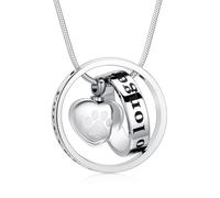 Para siempre en mi corazón, no más a mi lado joyas de cremación para mascotas para cenizas de perro/gato Funeral Keepsake Urna collar de Paw Print Memorial Collar, Acero inoxidable, No es una piedra