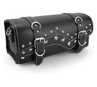 para Softail para Dyna Motocicleta Impermeable Cuero Rígida Alforja Herramientas Almacenamiento Caja Delantera Horquilla Equipaje Alforja Bolsa Bolsa Asiento Motocicleta(Black)