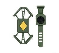 para soporte Móvil Bici Montaña Ruta E-Bike Instalación Sin Herramientas | Silicona de elasticidad, cierre de 4 esquinas, para agarre seguro, anti-vibraciones, protege dispositivo(green)