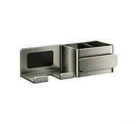 para soporte para secador Pelo Pared 26.5x9x8cm Gris para gunmetal | Aluminio espacial, silicona antideslizante, storage, sin taladro, baÃ±o y dormitorio
