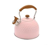 Para Stovetop Tea Kettle 2.5 Quart Made Of Stainless Steel With Whistle System Wood Pattern Folding Handle And Spout Cover for Heat Retention
