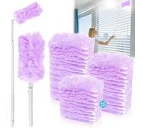 para Swiffer Plumero Atrapapolvo Recambios Kit,3D 360° para Swiffer Duster Atrapa Polvo, con Manejar, Poste Telescópico, para Suciedad, Atrapa Polvo (Morado)