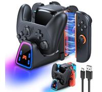 [para Switch 2/1] 9 en 1 Controller estación de carga para Joy Con 2/1 y para Pro Controller 2/1, cargador rápido para Nintendo Switch 2/Switch 1/OLED/P-ro accesorios con luces RGB