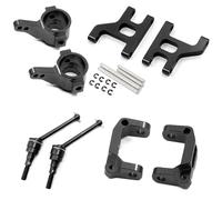 Para Tamiya CC01 TA02 TA03 4WD 1/10 Base Soporte Buje Brazo Suspensión Inferior C/Cubierta Dirección/Eje Transmisión Metálico Para Buggy RC Coche OP RC Reemplazos Repuestos(Black)