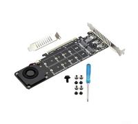 para tarjeta de expansión PCIe 4.0 x16 a M.2 NVMe SSD, adaptador RAID 0 de 4 puertos con ventiladores duales, 32 Gbps por carril para unidades 2242/2280/22110, solución de transferencia de datos de