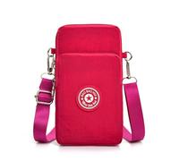 para teléfono móvil para mujer, bolso pequeño impermeable para colgar | Bolso ligero de tela Oxford, mini para teléfono móvil, mejor para guardar dinero, Rosa rojo., Siehe