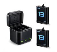 para Telesin Pack de 2 baterías de Repuesto para GoPro Hero 13 Black, Cargador de Caja de 3 Ranuras con Puerto de Carga Tipo C para cámara de acción Go Pro 13