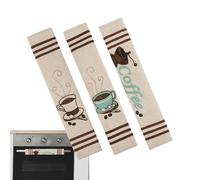 para tiradores de puerta del frigorífico: 3 piezas de asas de lino para electrodomésticos, fundas de agarre con estampado de café | Juegos protectores a prueba de polvo para microondas y