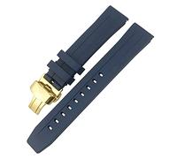 Para Tissot 1853 Seastar T120 T114 Correa de reloj de goma deportiva buceo negro azul suave correa de reloj de goma de silicona 19 mm 20 mm (color: 10 mm cierre dorado, tamaño: 20 mm), 19mm