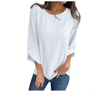 para top Casual para mujer Suelto Ideal Oficina y Diario para | Manga corta, cuello redondo, corte holgado, para estilo casual, ajuste cómodo para diario(White L)