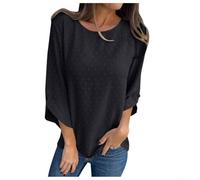 para top Casual para mujer Suelto Ideal Oficina y Diario para | Manga corta, cuello redondo, corte holgado, para estilo casual, ajuste cómodo para diario(Black L)