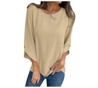 para top Casual para mujer Suelto Ideal Oficina y Diario para | Manga corta, cuello redondo, corte holgado, para estilo casual, ajuste cómodo para diario(Apricot L)