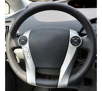 para Toyota para Prius 2009-2015 para Aqua 2014 2015 Cubierta De Volante De Coche Negra Cosida A Mano De Cuero Genuino(8-White)