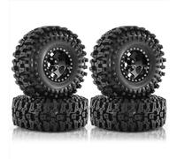 Para TRX4 D90 D110 Para Axial Para SCX10 1/10 Juego De 4 Llantas De Goma Con Bloqueo De Cuentas De Metal De 120 Mm Y 1,9 Pulgadas Para Coche RC Crawler Rc NeumáTico Piezas(Black)