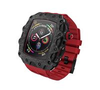 Para una serie de 44 mm de 44 mm 9 8 7 45 mm 6 5 4 SE Reloj Actualización Reemplace la funda de fibra de carbono cubierta de la cubierta de la correa de silicona Modificación del kit (rojo, 45 mm)