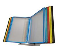 Para uso profesional, soporte ajustable para archivos, estante de regalos montado en la pared, organizador de escritorio de PVC y metal, 10 bolsillos de exhibición de dos caras, sistema de referencia