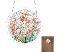 para ventana - Decoración plana 2D con cadena | Colgante decorativo de acrílico con flores de colores, para salón, dormitorio, porche, entrada, mujeres, madres, niñas