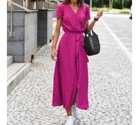 para Vestido Largo para Mujer Poliéster Estampado Verano para | Cuello en V elegante, con cordón ajustable, corte holgado para mayor comodidad