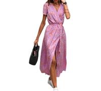 para Vestido Largo para Mujer Poliéster Estampado Verano para | Cuello en V elegante, con cordón ajustable, corte holgado para mayor comodidad