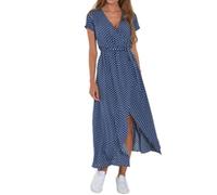 para Vestido Largo para Mujer Poliéster Estampado Verano para | Cuello en V elegante, con cordón ajustable, corte holgado para mayor comodidad