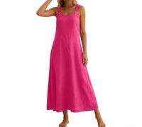 para vestido Largo para mujer Verano, Cuello Halter, Ajuste Holgado(Rose Red S)