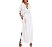 para Vestido para Mujer Verano Cuello V Manga para Media Abertura Lateral | Cuello V favorecedor, manga para media, abertura lateral para mayor libertad de para movimiento al caminar