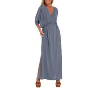 para Vestido para Mujer Verano Cuello V Manga para Media Abertura Lateral | Cuello V favorecedor, manga para media, abertura lateral para mayor libertad de para movimiento al caminar