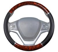 para Volante de Coche - Mango de Grano de Madera, Confort Resistente al Calor | Diseño de Cuero Artificial de 14.5 15 Pulgadas, Ajuste Universal, Forro Antideslizante, Accesorio de Puesta