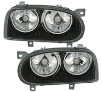 Para VW GOLF 3 III 1991-1997 Faros De Cristal Claro Negros Izquierda + Derecha