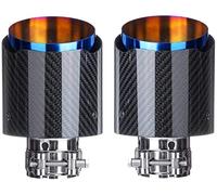 Para VW Para Benz TAILPIPE 2PCS 54mm ~ 101mm Universal Coche Fibra Carbono Tubería Escape Trasero Muffler Tip Persejos Gloss Silbato Coche Escape Tubo Silenciador(Glossy)