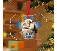 Para We Walk Faith No by Sight Adornos colgantes Natividad Cruz Escena Redondo Recuerdo Disco Acrílico Transparente Natividad Pascua Escena Historia Colgante para Decoración de Árbol de Navidad