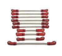 Para WLtoys 104006 104010 104020 104026 1/10 RC Car Parts Metal Upgrade Full Tie Rod Accessories Replacement Repair Piezas(Red)