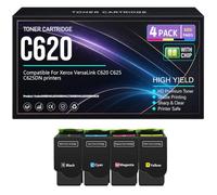 para Xerox C620 C625 Cartuchos tóner Chip Compatibles 006R04616 | 006R04617 006R04618 006R04619 Tóner para Xerox VersaLink C620 C625 C625DN Impresoras Alto rendimiento,4Pack-C625DN
