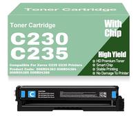 para Xerox Cartuchos de tóner C230 Negro Amarillo Magenta Cian con Chip compatibles 006R04383 006R04384 006R04385 y 006R04386 de Alto Rendimiento para Xerox C235 y C230,Cyan-C230