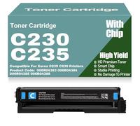 para Xerox Cartuchos de tóner C230 y C235 con Chip 006R04383, 006R04384, 006R04385 y 006R04386 para Xerox C235 y C230 Impresoras de Alto Rendimiento (1500 páginas),Cyan-C230