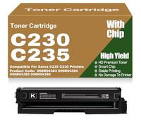 para Xerox Cartuchos de tóner de Color con Chip compatibles con los Modelos 006R04383 006R04384 006R04385 y 006R04386 de Alta Capacidad para Xerox C235 y C230 Impresoras,Black-C230