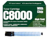 para Xerox Cartuchos de tóner Negro, Amarillo, Magenta y Cian de Alta Capacidad (106R04050, 106R04051, 106R04052 y 106R04053) para Xerox Versalink C8000 Impresoras,Cyan-C8000