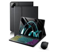 Para Xiaomi Pad 7 / 7 Pro (2024) Xiaomi Pad 8 / 8 Pro (2025) 11,2 pulgadas Funda con Bluetooth inalámbrico teclado alemán iluminado de colores (QWERTZ) y ratón, desmontable magnéticamente, funda para