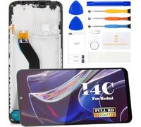 Para Xiaomi Redmi 14C 4G Pantalla de repuesto para Xiaomi Redmi 14C 4G LCD Display 2411DRN47C 2409BRN2CA digitalizador táctil Kit de reparación con marco (negro, sin huellas dactilares)