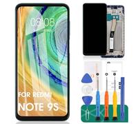 Para Xiaomi Redmi Note 9S Pantalla LCD para Xiaomi Redmi Note 9 Pro Reemplazo de pantalla M2003J6A1G M2003J6B2G Kit de reparación de digitalizador táctil con marco (azul)