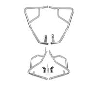 para XL750 para XL 750 Transalp 2023 2024 Protector Marco Barra Choque Protección Parachoques Motor Acero Inoxidable Inferior + Superior Barras Choque Motocicleta(Plata)