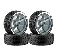 Para XV02 Para HSP 94123 Para Tamiya Para TT01 Para HPI Para Kyosho Para HSP PTG2 1/10 RC On-derrape En Carretera Neumáticos Goma Juego Bujes Ruedas Aleación RC Reemplazos Repuestos(Grey)