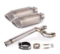para Yamaha para FZ6 para FZ6N para FZ6S 2004-2011 Sistema De Escape Motocicleta con Tubo Enlace Medio Doble Salida Silenciadores Deslizantes Silenciador Escape Moto(1)