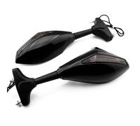 para YZF R1 R6 2000-2008 YZF R6S 2006-200 Espejo retrovisor de Montaje en Manillar de Motocicleta con Luces de señal de Giro Espejos Laterales de Motocicleta(Clear)