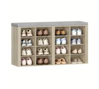 para Zapatos, con Asiento, 16 Compartimentos, de Almacenamiento, de Entrada, Estantes Ajustables, Almacenamiento para Dormitorio, Adecuado para Sala, Dormitorio, Pasillo, Color